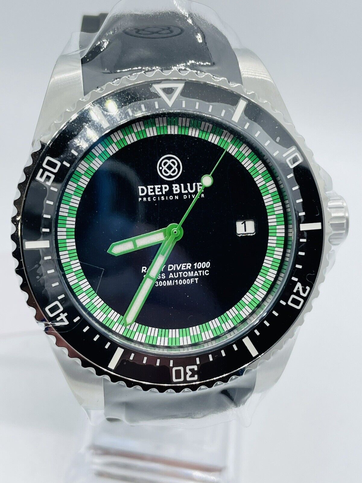 DEEP BLUE RALLY DIVER 1000 AUTO DIVE WATCH-BLACK/GREEN CHECKERED DIAL‼️