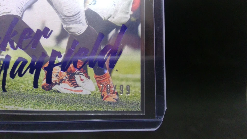 2020 Panini Luminance Blue #/99 Baker Mayfield #29 SSP Numbered Cleveland Browns - Image 2 of 3