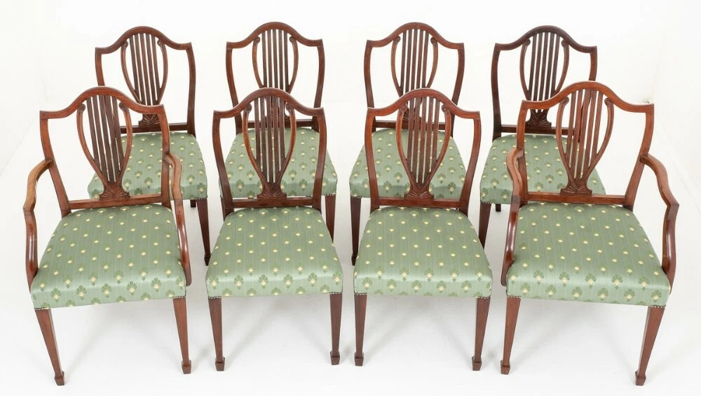 Set Hepplewhite Dining Chairs 8 Mahogany Diners eBay