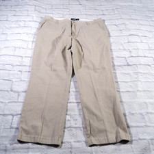 CHAPS Beige Flat Front Cotton Khakis Chinos Mens Pants 38x30