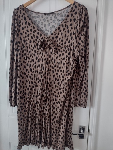 George Barbara Hulanicki Size 20 22 18 Leopard Animal Print Bow Dress Retro