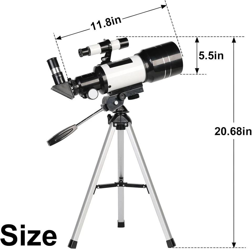 Telescope for Adults & Kids, 70mm Aperture Refractor (15X-150X) Portable Travel - Image 3 of 4