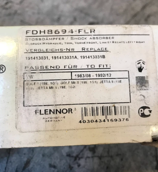 Amortiguador delantero Flennor - #FDH8694-FLR - Se adapta a Volkswagen Golf y Jetta Foto 3 de 4