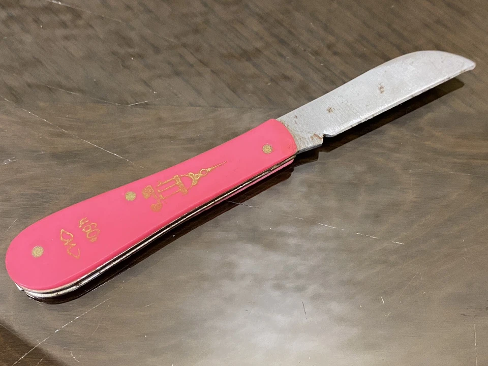 Mini faca de bolso vintage soviética rosa - Kharkov, URSS, década de 1970 - Imagem 3 de 4