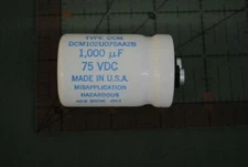 1000uF 75v SANGAMO Capacitor DCM102U075AA2B 1000mfd SCREW COMPUTER 13/8X21/8 2pc