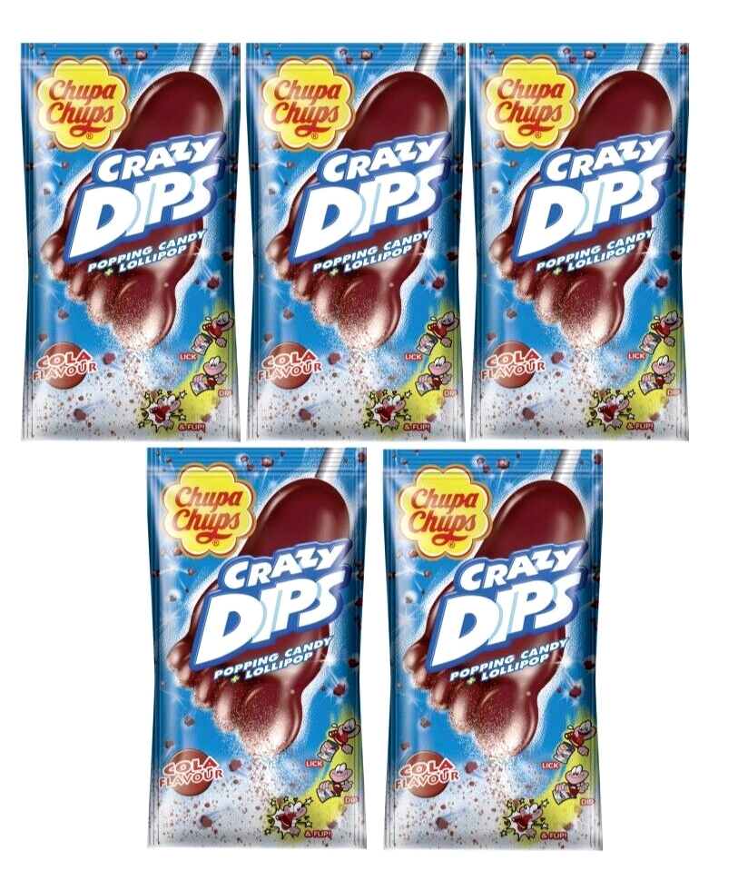 5 x Chupa Chups Lollipop Crazy Dips Cola With Shooting Powder 14g