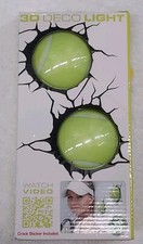 3D Deco FX - Pelotas de tenis LED con calcomanías adhesivas de pared rotas agrietadas y luz