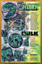 2003 Marvel Comics Hulk Party Favors Print Ad/Poster Plates Hats Pop Art 00's