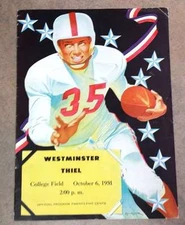 THIEL COLLEGE (PA) @ WESTMINISTER COLLEGE (PA) COLLEGE FOOTBALL PROGRAM - 1951 -