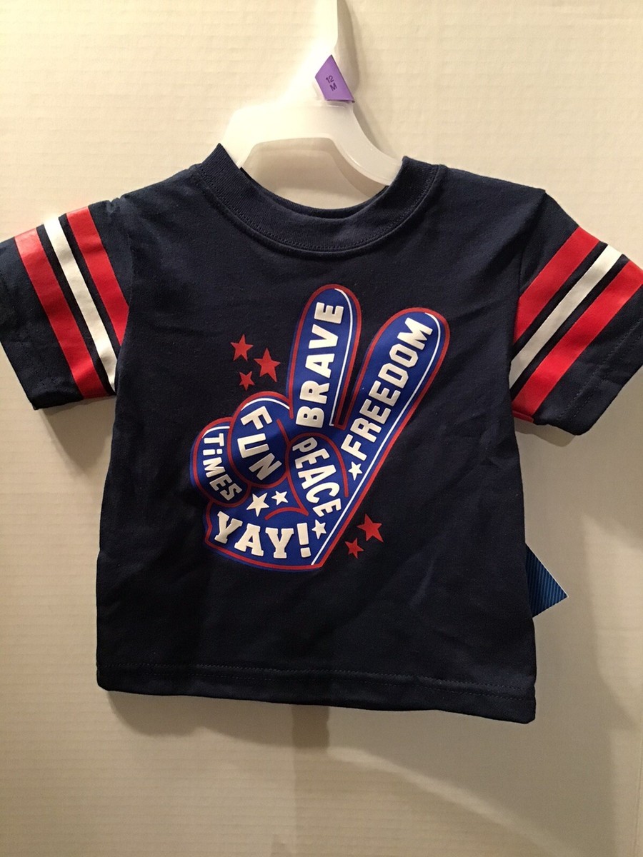 Baby Boys 12 Month Navy Blue Peace Brave Freedom 4Th Of July
