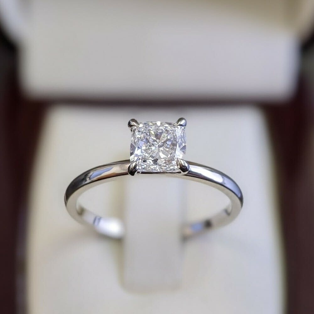 Wedding Engagement Ring 14k White Gold Plated 1.5CTW Cushion Cut VVS1 Moissanite-image