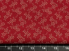 Tina Scrap 9 x21 Flower Petals Garden Red Swirl Leaves Floral COTTON Fabric