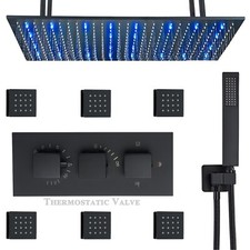 Thermostatic Shower System LED Shower Faucet Set Ceiling Mount Shower Head Combo