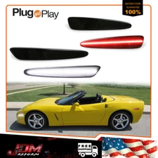 For 2005-13 Chevy Corvette C6 Smoked Front Rear LED Side Marker Lights White Red