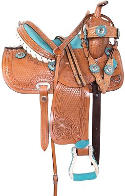 Western Leder Pferd Barrel Trail handgefertigtes bequemes Sattel-Tack-Set