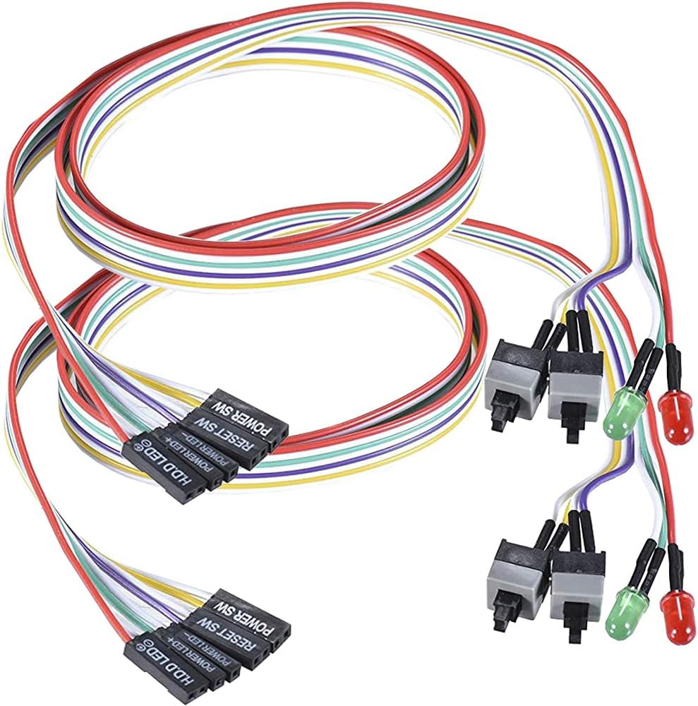 2 Pack Desktop Computer Case Motherboard On/Off/Reset/Hdd Switch Power Cord PC P