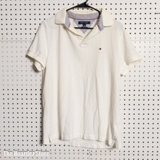 Tommy Hilfiger Custom Fit White Polo Shirt Size Large Measures 22.5x29