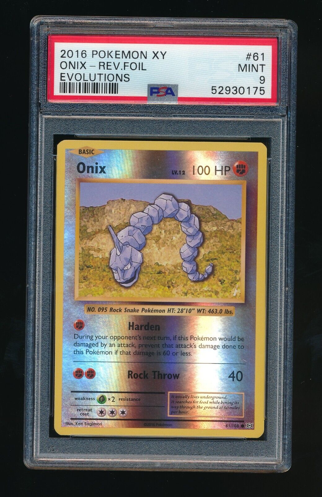 Pokemon Onix (61/108) 2016 XY Evolutions - MINT PSA GRADED 9