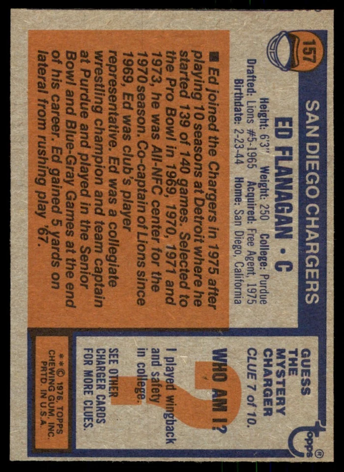 1976 Topps NM-MT Ed Flanagan #157 - Image 2 of 2