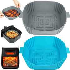Silicone Air Fryer Liners, 2Pcs Reusable Square Liners, Food Safe Oven Accessori