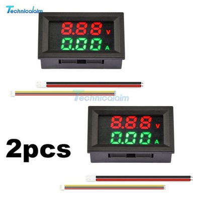 2PCS 100V 10A Voltmeter Amperemeter LED Dual Digital Volt Amp Meter Anzeige DC