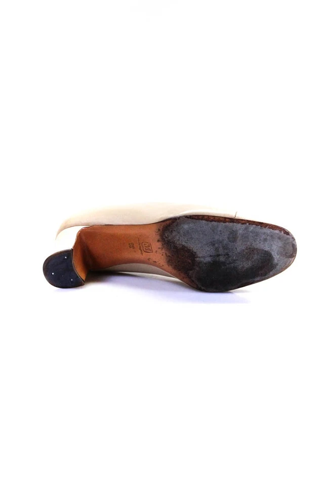 Женские кожаные туфли-лодочки Bruno Magli из змеиной кожи с принтом отделка на блочном каблуке бежевые размер 8,5 - Изображение 4 из 4