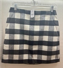 Ann Taylor LOFT Womens 6 Black Cream Bufflalo Check Wool Blend Pencil Skirt- NWT