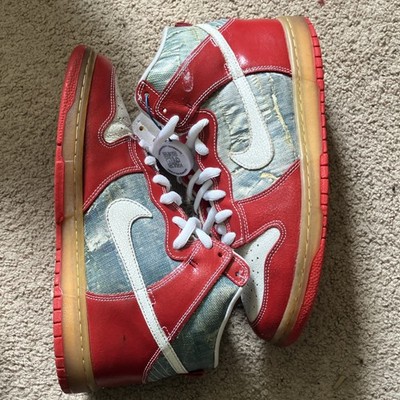 Nike SB Dunk High Premium ''Shoe Goo'' Red White Silver 313171-012 2008