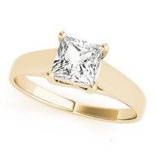 VS F 1-2 Ct Princess Lab Grown Diamond Solitaire Engagement Ring 14K Solid Gold