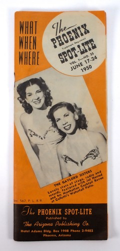 Vintage Arizona Tourist Brochure The Phoenix Spot-Lite Entertainment Guide 1950