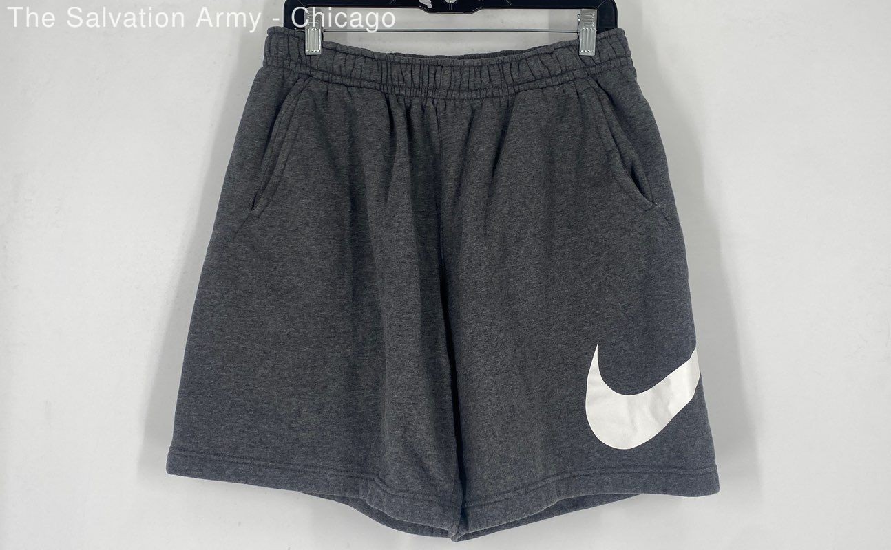 Nike Mens Gray Fleece Elastic Waist Pull On Running Sweat Shorts Size Large