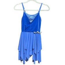 Weissman Lyrical Dance Costume Periwinkle Blue Velvet Pearl Lattice Back LC