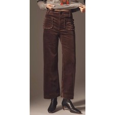 Anthropologie Maeve The Colette Crop Wide Leg Pants Corduroy Chocolate Brown 29