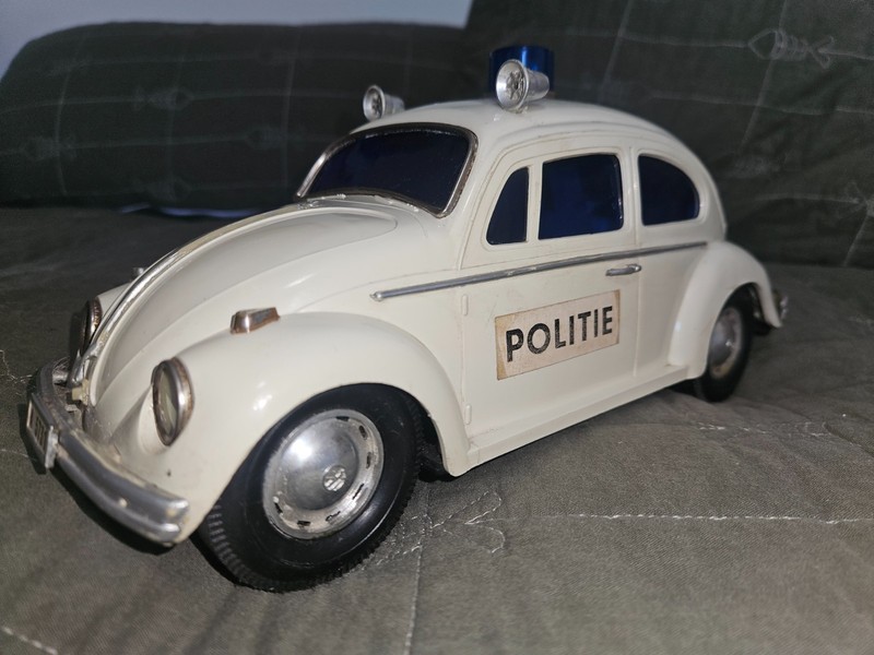 Vintage 60s VW Beetle battery operated Dutch Police 'Politie' blue light, sirens