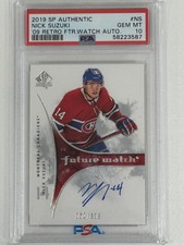 2019-20 SP Authentic Rookie Nick Suzuki Retro Future Watch Auto /399 PSA 10