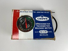 Vintage Crown 753 Cr Bike Bicycle Speedometer Tachometer Mileage Meter 26 24