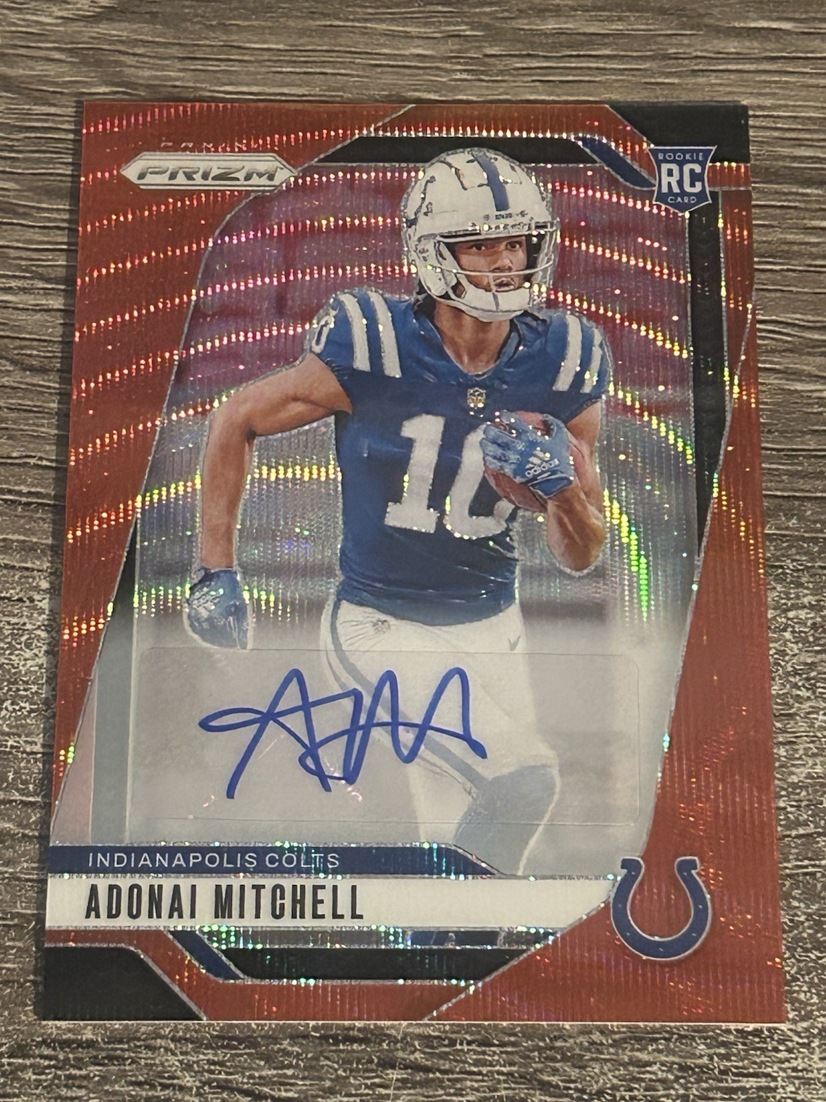 Adonai Mitchell 2024 Prizm RED WAVE AUTO Rookie #303 (037/149) NM-MT Colts RC SP