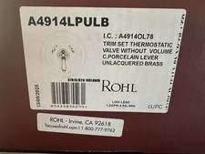 Rohl Trim Set Thermostatic Valve Without Volume. Porcelain lever Unlaquered Bras