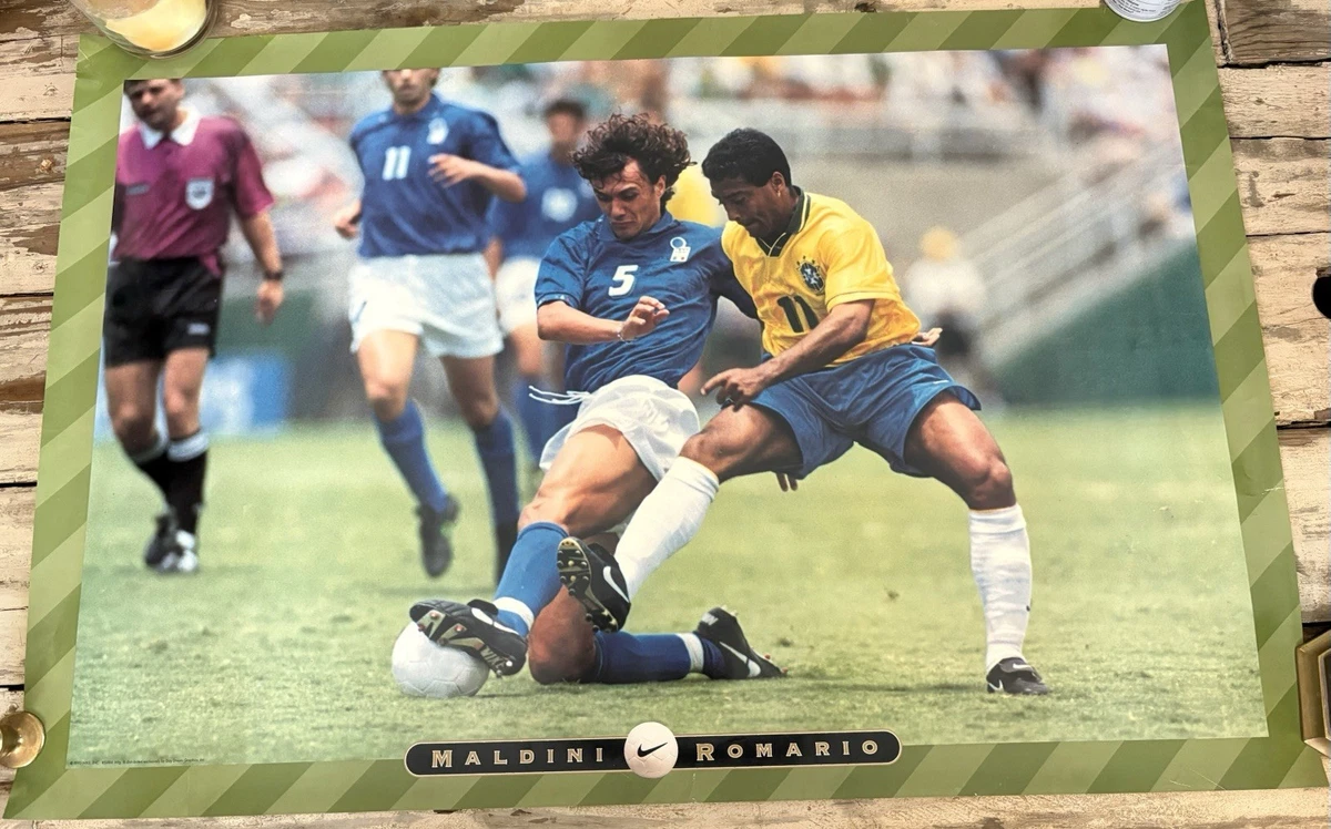 Rare 1995 Nike Maldini Vs Romario Poster World Cup NEAR MINT | eBay