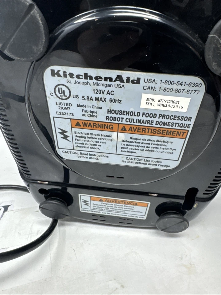 Kitchenaid Food Processor 9 Cup 72oz KFP740Black with all Accessories - Not Used - Image 4 of 4