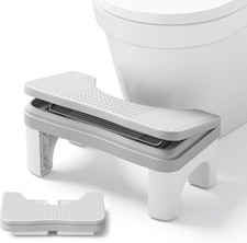 Foldable Toilet Stool Squat Adult, 7" Height Adjustable Poop 1 Pack, Gray