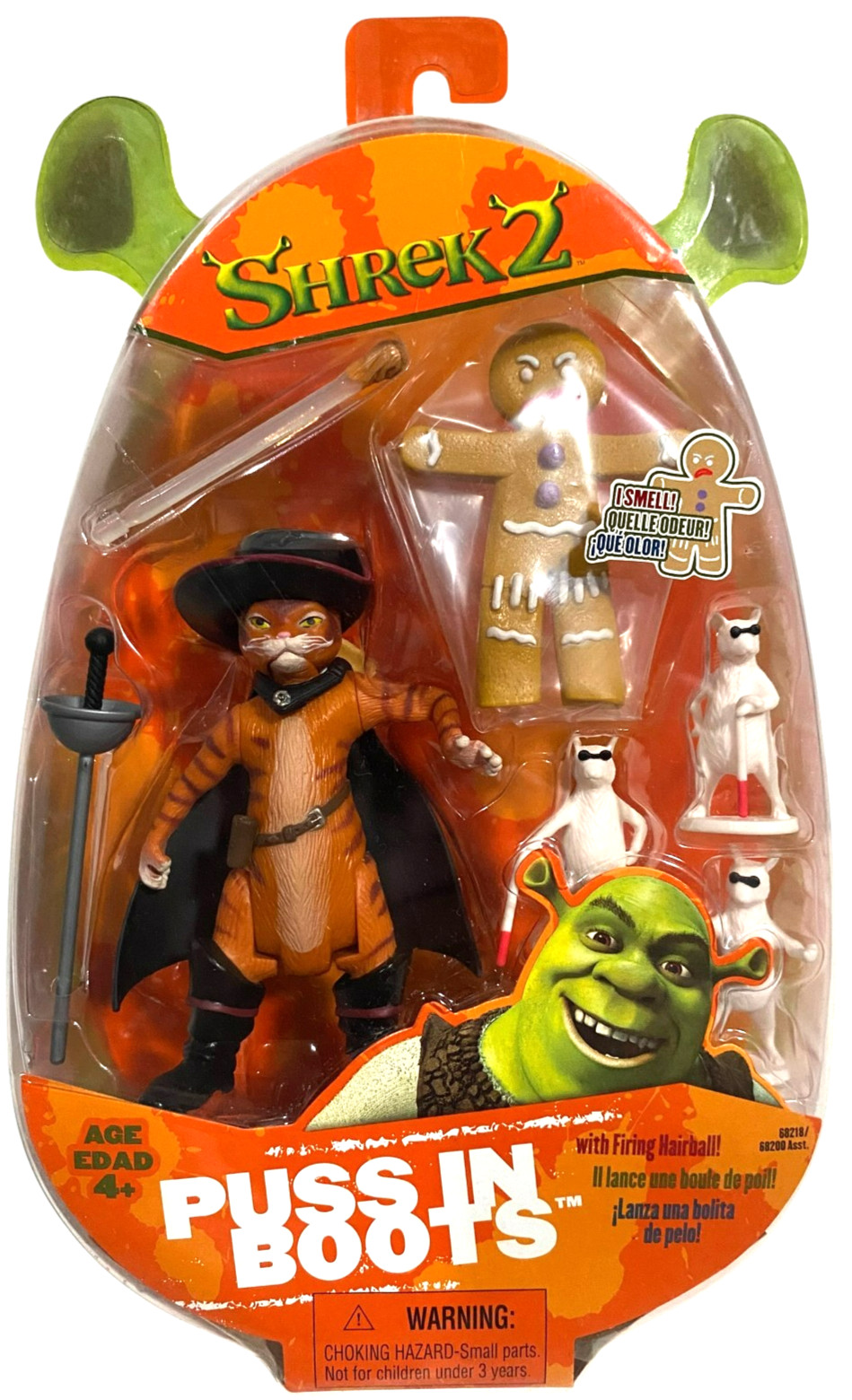 Shrek 2 Gato con Botas con Bola de Pelo Disparando y 3 Ratones Ciegos y Pan de Jengibre Figuras de Hombre NUEVO