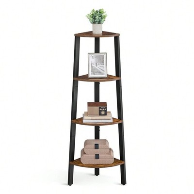 New 4 Tier Corner Shelf Industrial Bookshelf Plant Stand Storage Display Rack