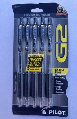 PILOT G2 Premium Refillable Gel Pens,Extra Fine Point, Black Ink, 5pk