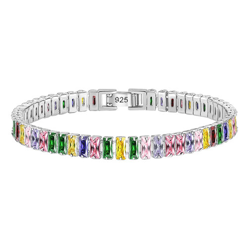 Solid Pure Silver 15/16/17/18/19/20/21 cm Tennis Bracelet Pave 3 mm Round Black - Picture 19 of 33