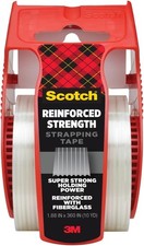 Reinforced Strength Strapping Tape, 1.88 in x 360 in, Clear, 1 Roll with