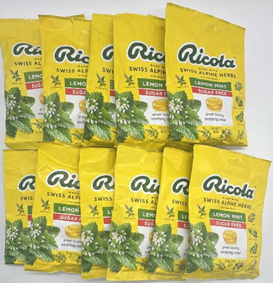 11PK Ricola Swiss Alpine Herbs Drops ~ LEMON MINT ~ SUGAR FREE ~19 EA~ EXP 5/27+