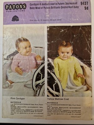 Copy Patons 9437 Baby Strickjacken Strickmuster 20'' 6-12 Monate