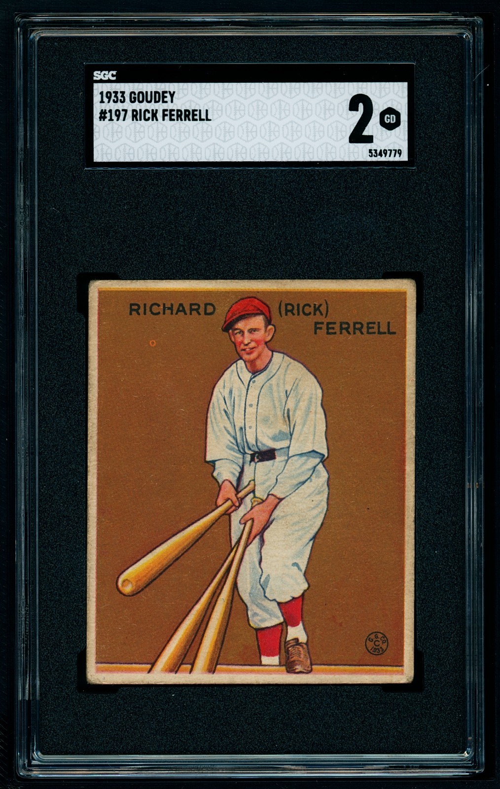 1933 Goudey R319 Rick Ferrell HOF #197 SGC 2++ Centered Sharp