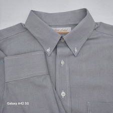 Roundtree Yorke Gold Label Mens Grey Pinpoint Cotton Non-Iron Dress Shirt